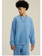 Blue Solid Color Round Neck Sweatshirt Set