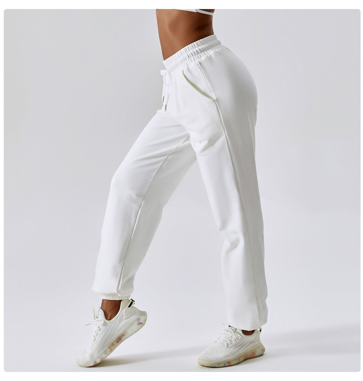 White Loose Gym Sweatpants